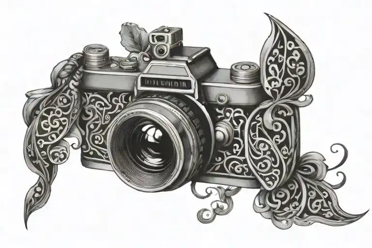 Vine Pattern Forming The Shape Of A Camera