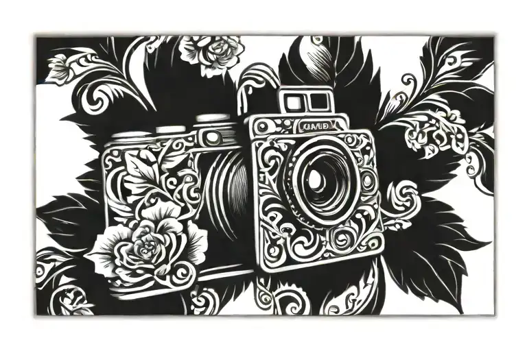 Vine Pattern Camera Blue