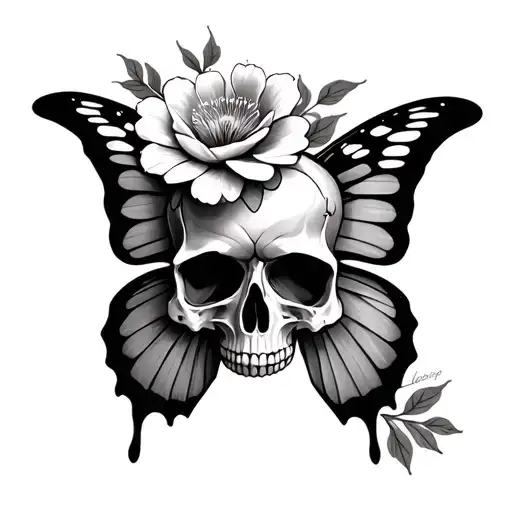 Skull Butterfly Flower