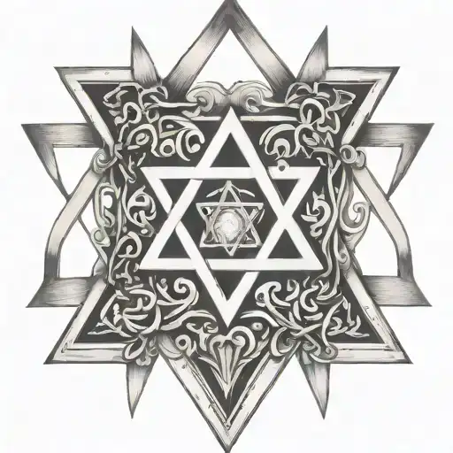 Star Of David And Cross Intertwined