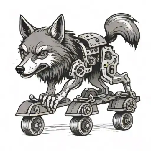 Mechanical Wolf On Roller Skates