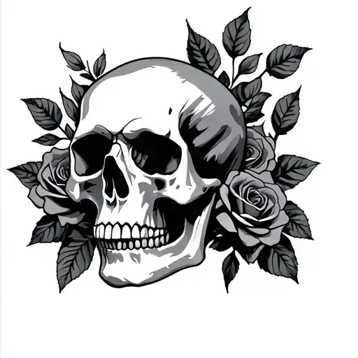 Skull And Roses Surrounded