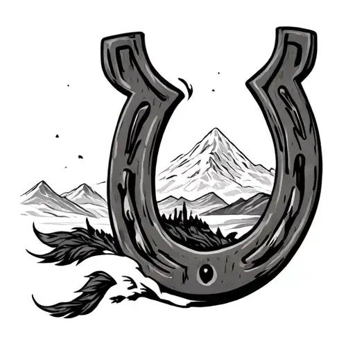 Right Side Up Horse Shoe With Hills Inside Of It