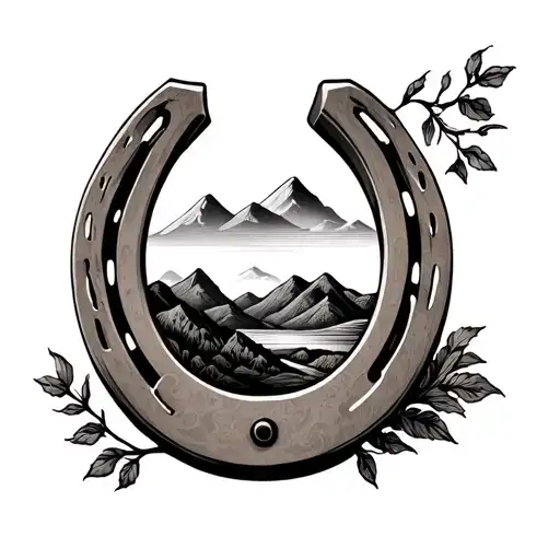 Right Side Up Horse Shoe With Hills Inside Of It