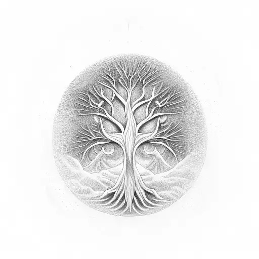 Tree Of Life Merged With An Axe