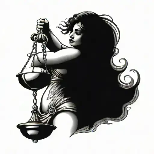 A Beautiful Lady Justice Aquarian Woman Pouring Water From A Pale With A Gun On Her Hip
