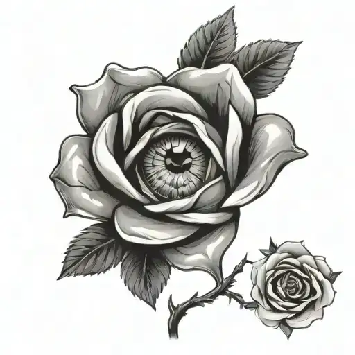 Eye Inside Of A Rose Intertwined