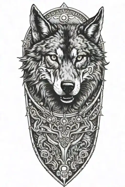 Black Wolf Head On Armor