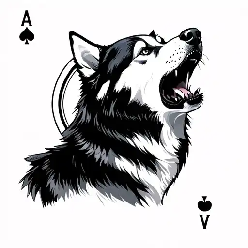 Husky Howling In The Centre Of The Ace Of Spades
