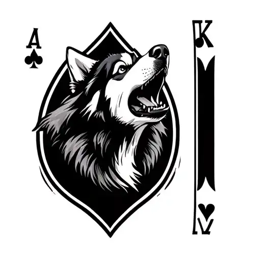 Husky Howling In The Ace Emblem Of The Ace Of Spades