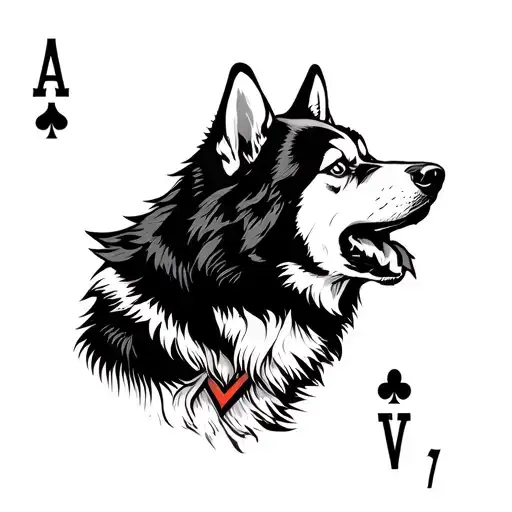 Husky Howling In The Ace Emblem Of The Ace Of Spades