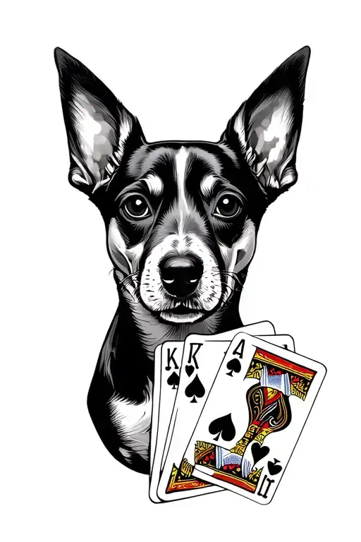 A Dog Honding A Hand Of Playing Cards