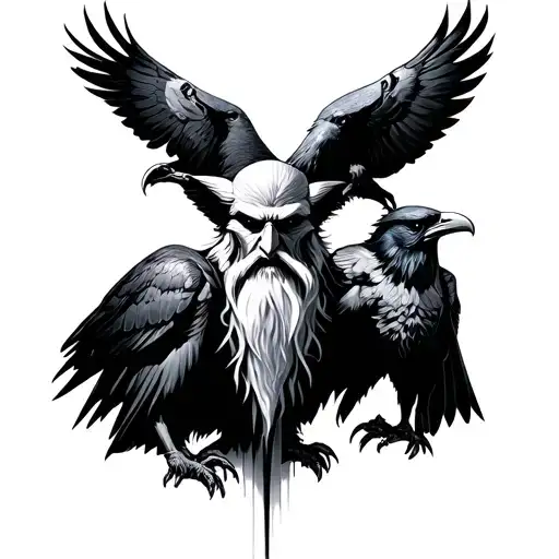 Odin Accompanied By His Ravens