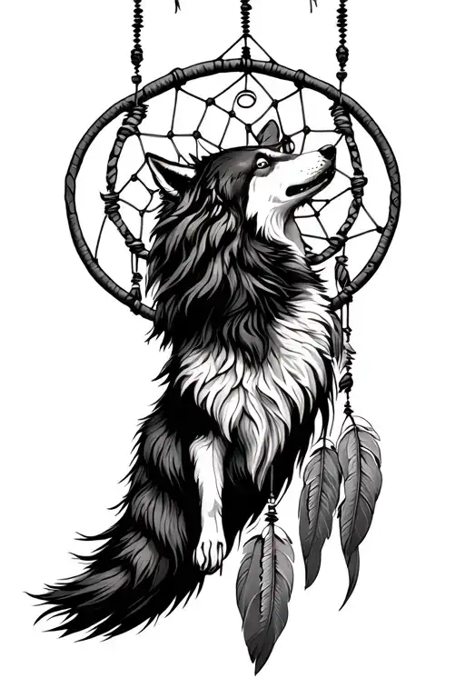 Howling Wolf On A Dream Catcher