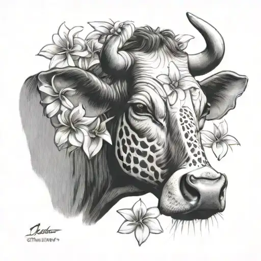 Cow Head With Frangipani