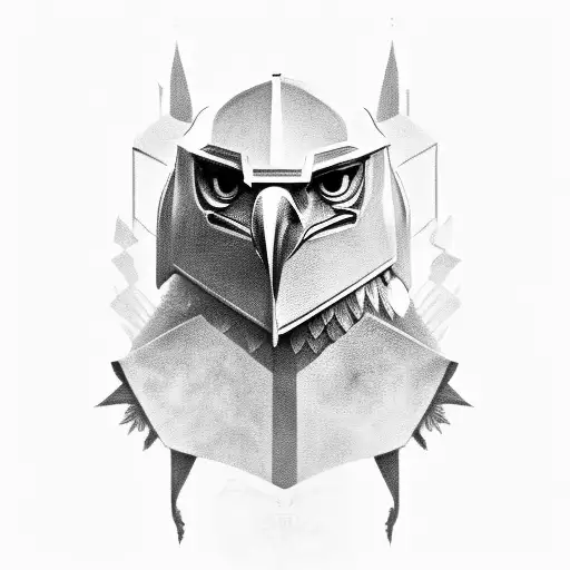 A Majestic Eagle Perched On A Knight's Helmet