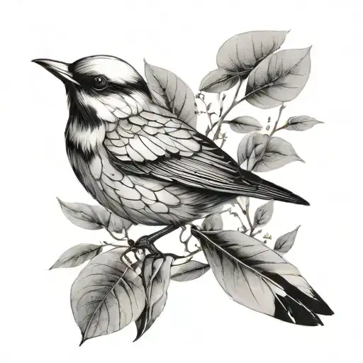 A X-ray Of A Bird With Eucalyptus Leaves