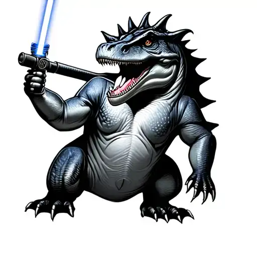 Dinosaur Holding Light Saber