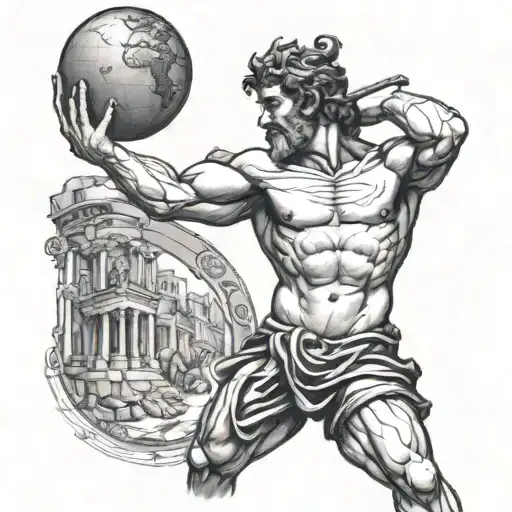 Greek God Atlas Holding Earth