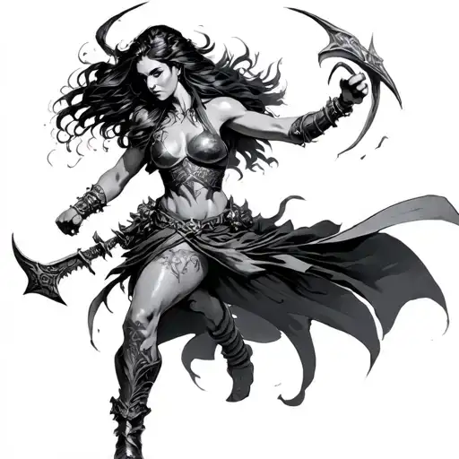 Female Warrior Fighting Evil