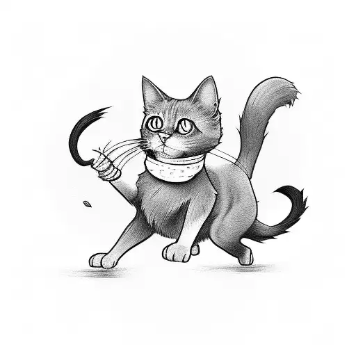 Black Cat Riding A Scooter Full Side View