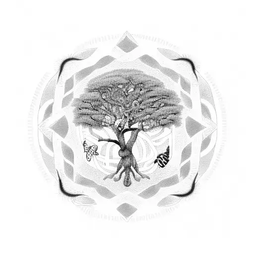 Tree Of Life With African Animals Underneath