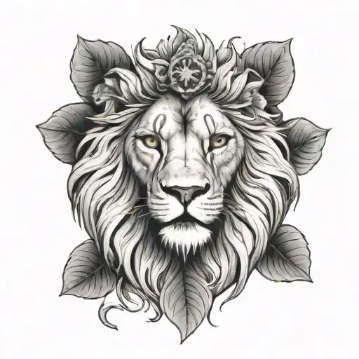 Lion With Four Leaf Clover Eye Surrounded