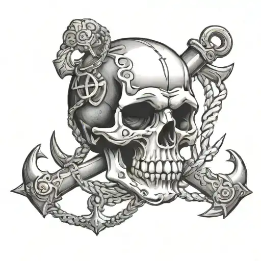 Skull And Anchor Intertwined