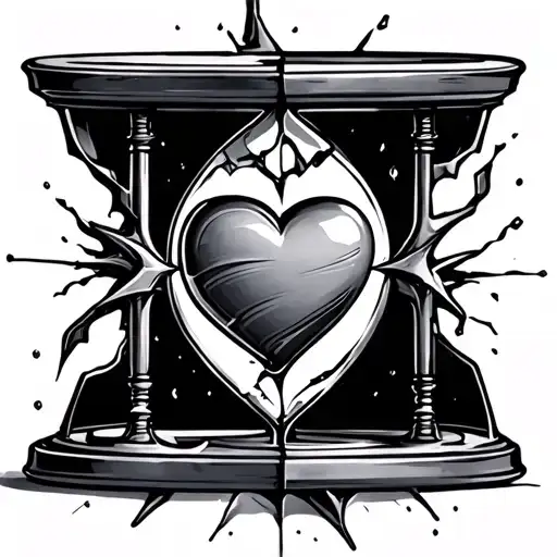Broken Hourglass With Heart In It