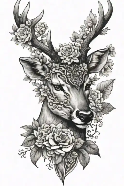 Deer Flowers Tiger