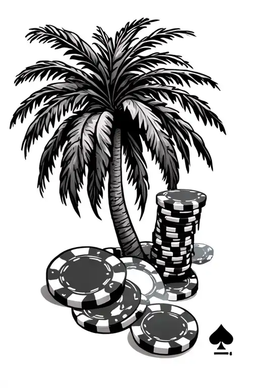 Palm Tree And Poker Chip