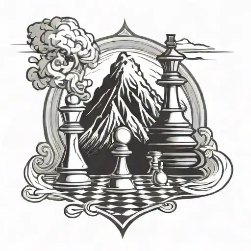 Chess Pawn And Volcano