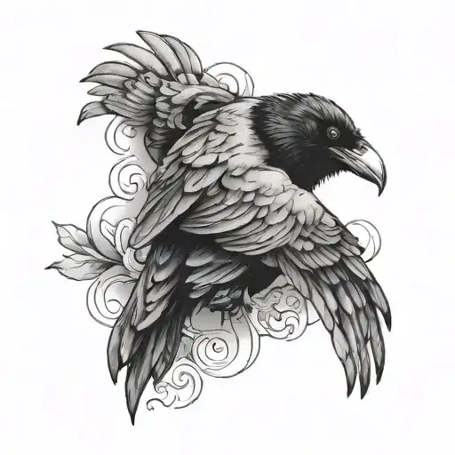 Raven On Shoulder Close Up