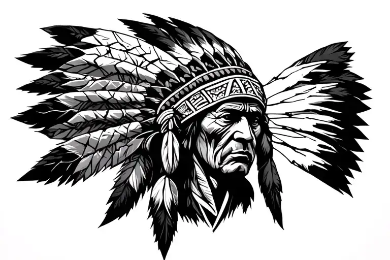 Indian Chief Head That Looks Like Stone Cracking