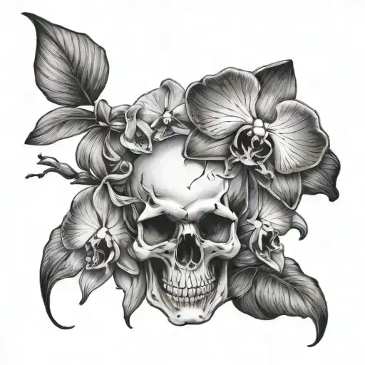 Skull And Orchids