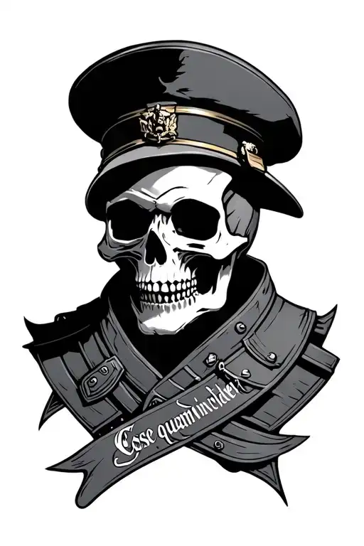 A Military Style Skull Wearing An Elm With The Pharse Esse Quam Videri