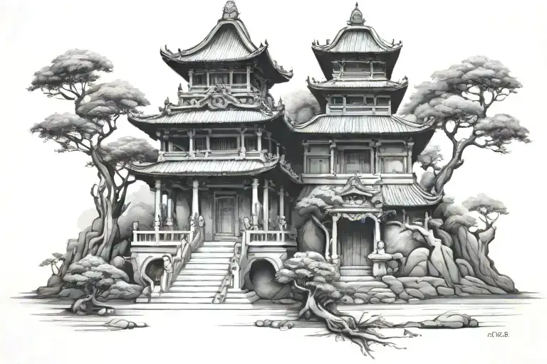 Buddha Temple With Tree