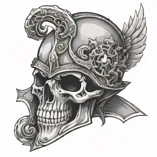 Symetrical Skull In Knight Helmet Merged