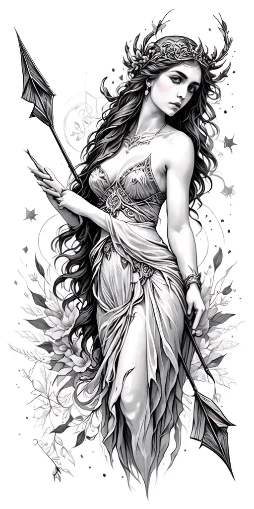Artemis Goddess Dow And Arrow