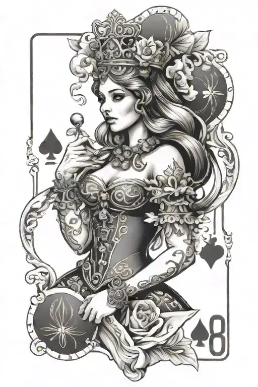 Girl Hold Queen Of Clubs Card