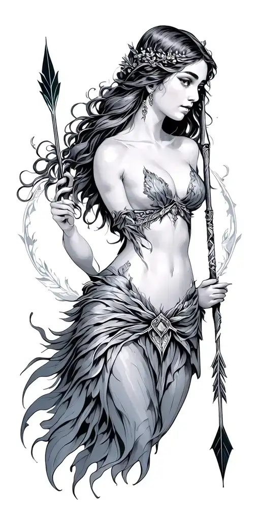Artemis Goddess Dow And Arrow