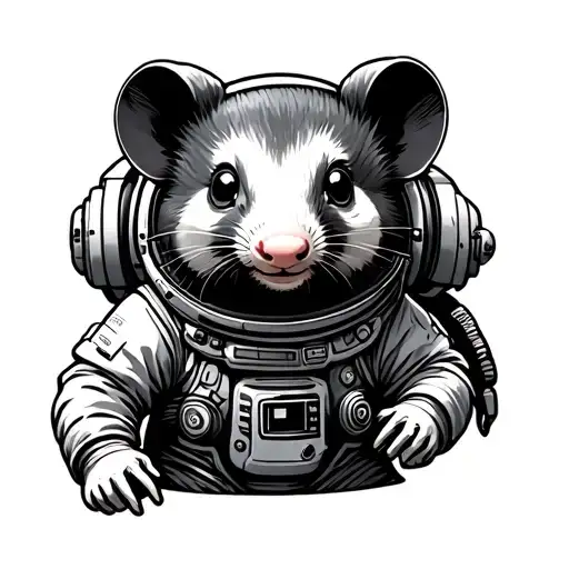 Cartoon Astronaut Opossum