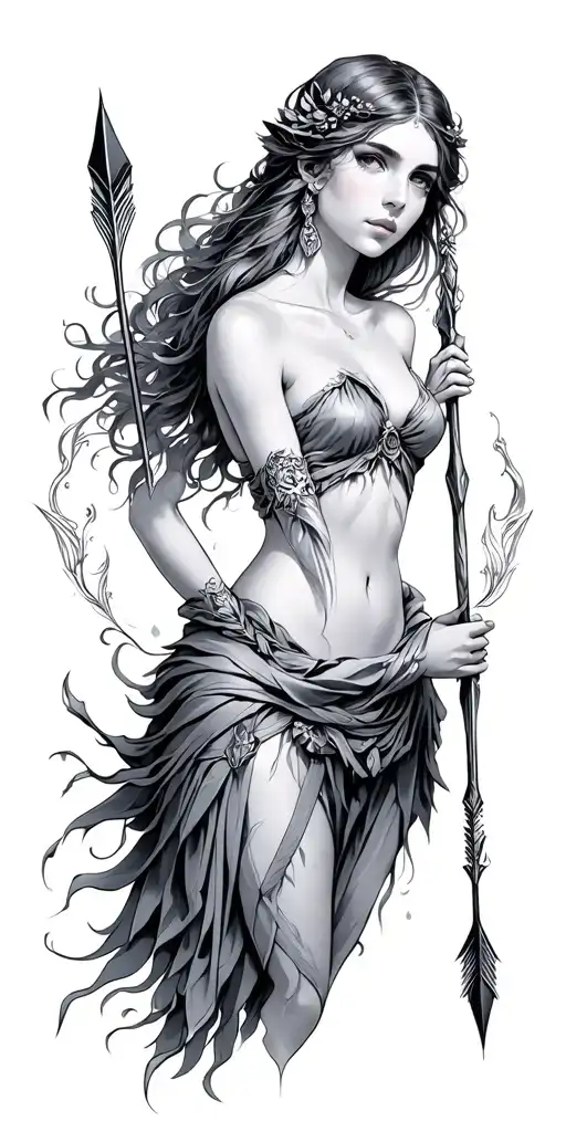 Artemis Goddess Dow And Arrow
