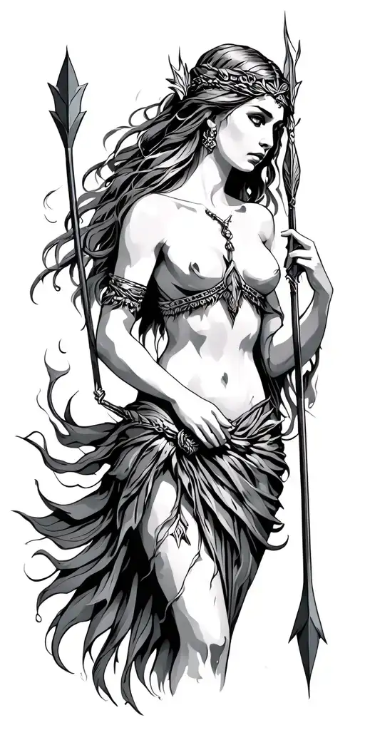 Artemis Goddess Dow And Arrow