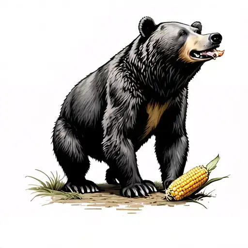 Bear Eating Corn