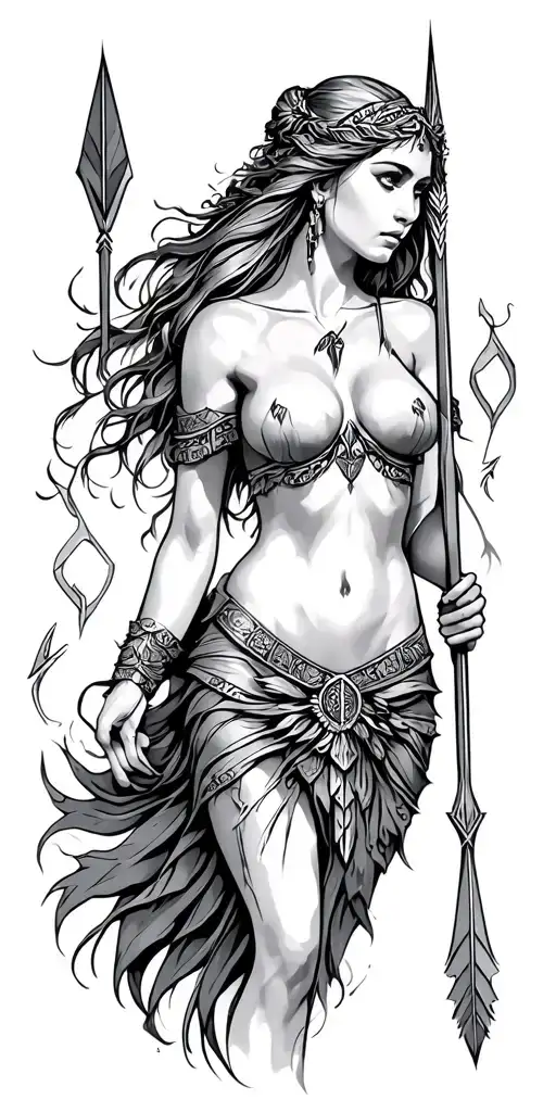 Artemis Goddess Dow And Arrow