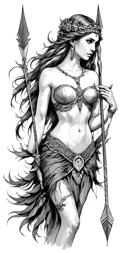 Artemis Goddess Dow And Arrow