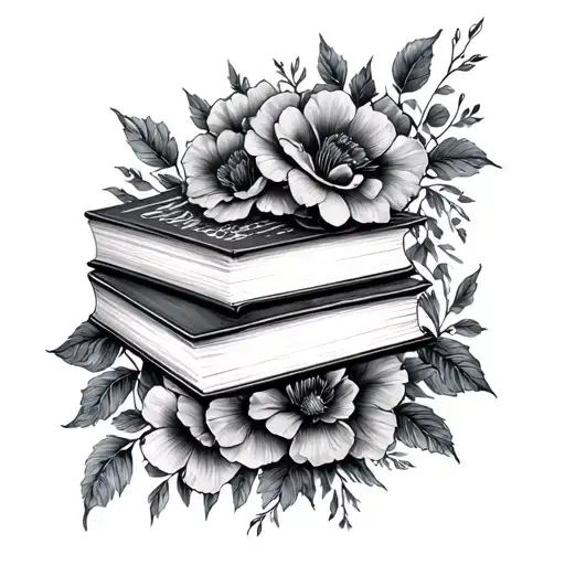 Books Surrounded By Bold Floral