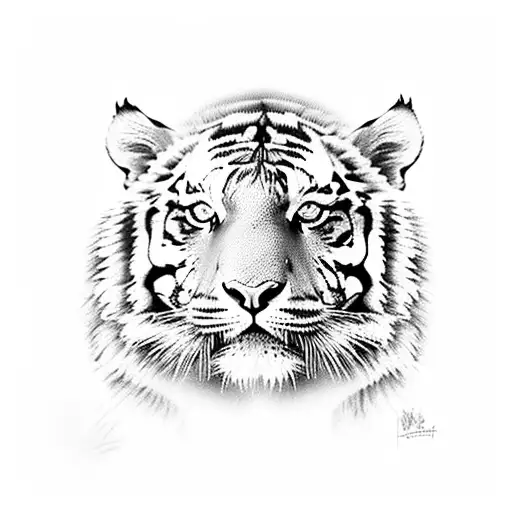Tiger Realistic Whit Forms Abstract