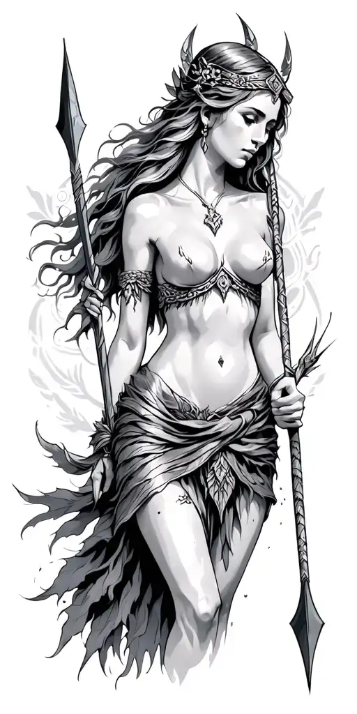 Artemis Goddess Dow And Arrow